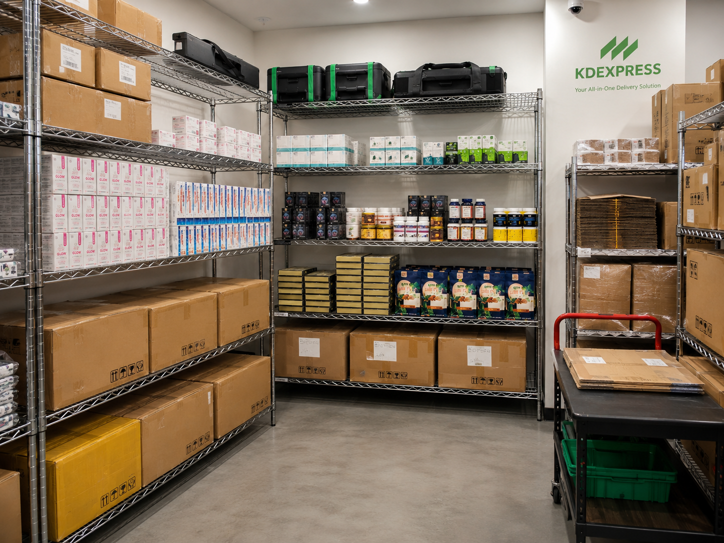Organized warehouse shelving for mixed-category inventory