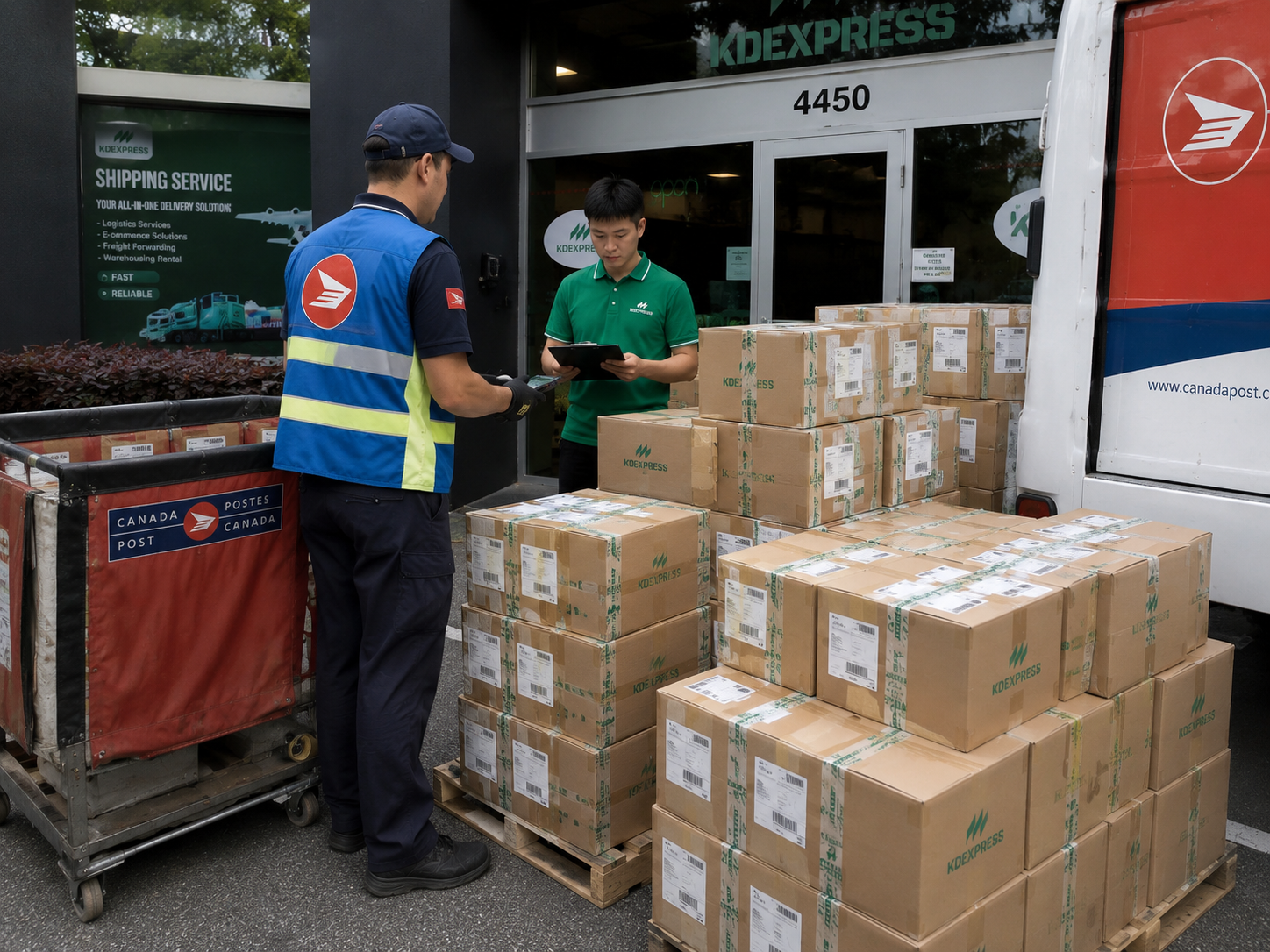 Canada Post operator picking up the daily KDEXPRESS dispatch from the Vancouver facility